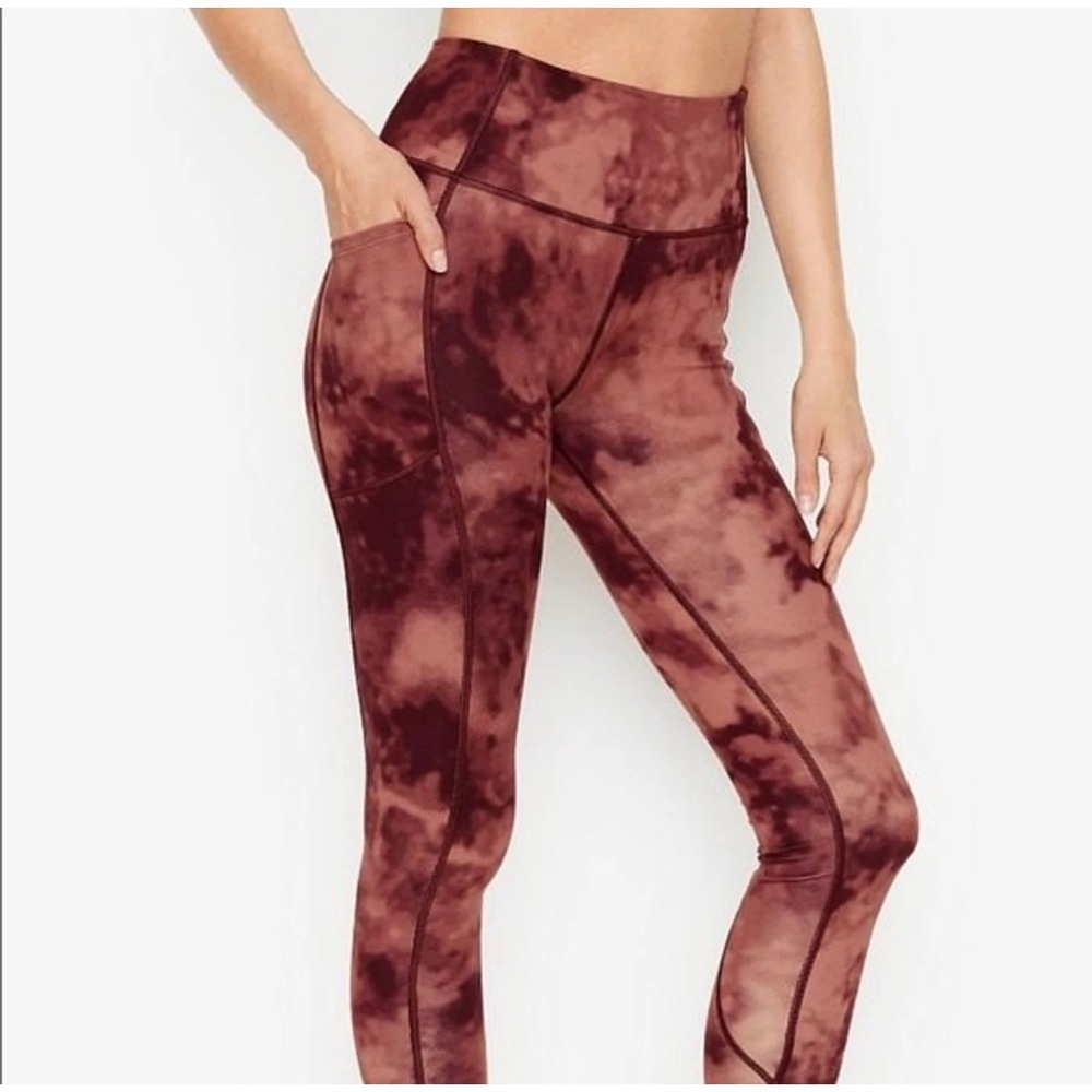 Victoria's Secret Knockout High-Rise Pocket Leggings (SIZE 10)Tie Dye Maroon